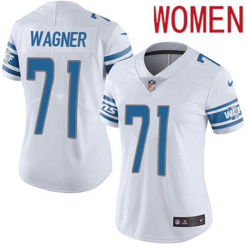 Women Detroit Lions 71 Ricky Wagner Nike White Vapor Limited NFL Jersey
